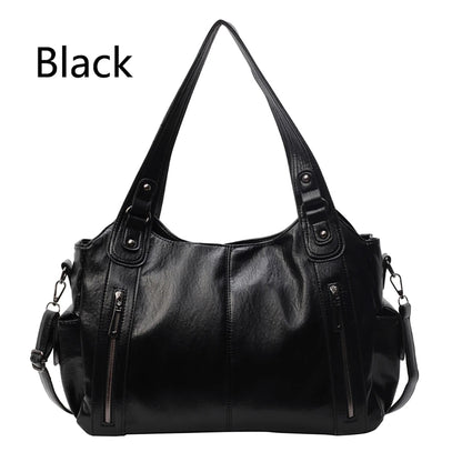 New Large Capacity Soft Leather Women's Handbag Fashion Trend Designer Women Shoulder Bag Simple Retro Female Travel Bags Sac