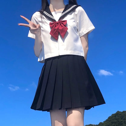 Japanese school uniform girls S-8XL plus size Jk suit white two black three basic sailor uniform women long sleeve suit