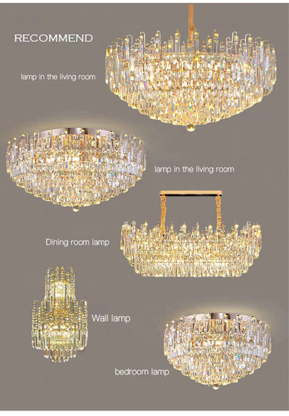 Modern Crystal Pendant Luxury Ceiling Chandelier LED Hanging Lamp for Living Dining Room Bedroom Home Decor Gold Luster Lighting