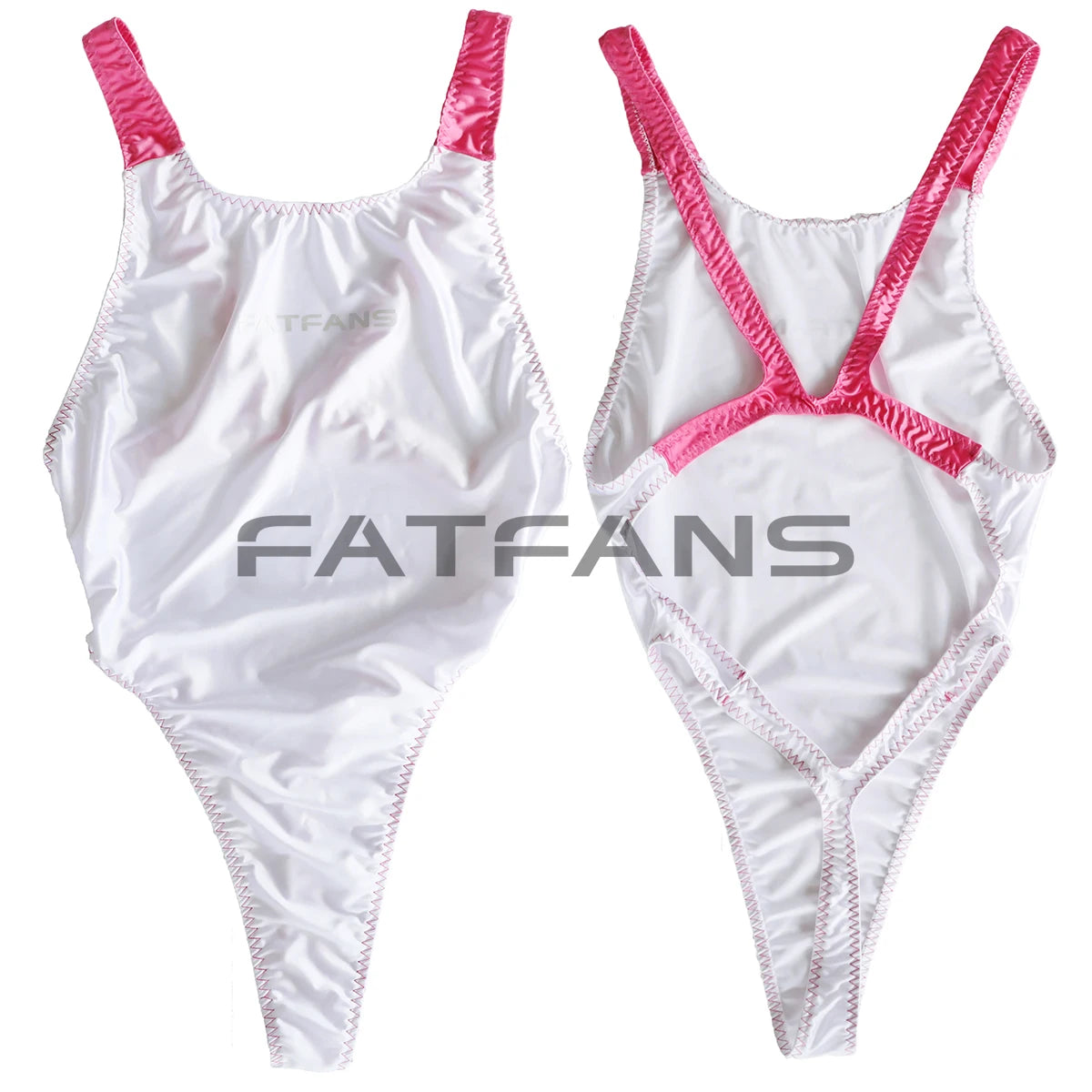 DROZENO Stretch Swimsuit Glossy Oil Bright Color-blocking Japanese T-shaped Backless High-fork Conjoined Swimming