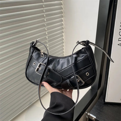 Y2K VintagePULeather WomenShoulderBag Small Crossbody Bag for Women Fashion Ladies Underarm Bag Clutch Purse Female Handbag