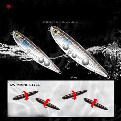 Hunthouse Top Water Pencil Fishing Lure Walk The Dog 60mm 6.4g Artificial Baits Stickbait Fishing Tackle For Pike Bass LW536