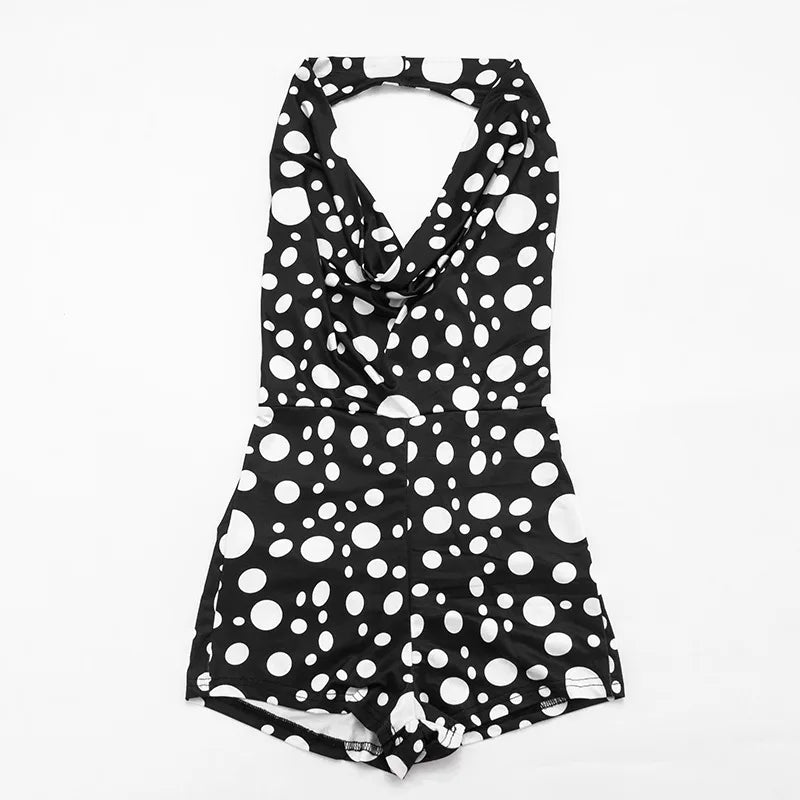 Sexy Polka Dot Romper Women Summer Sleeveless Crew Neck Backless  Bodycon Rompers Jumpsuit for Woman Playsuit