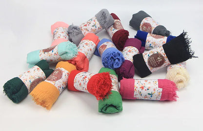 Ramadan Classics Crinkle Cotton Hijab Scarf Women Turban Muslim Shawl Plain Bandana Breathable Women's Shawls Foulard Hijab Hood