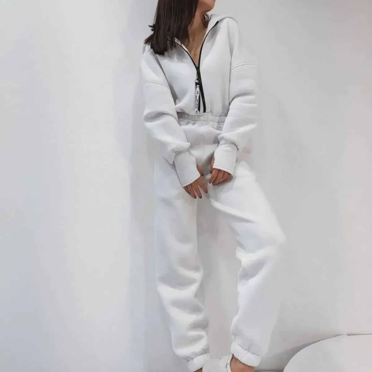 Fleece Sport Jumpsuit Women Playsuit Sportswear Female Long Sleeve Zipper Hoodies Jumpsuits Zipper Up Autumn Winter Overalls