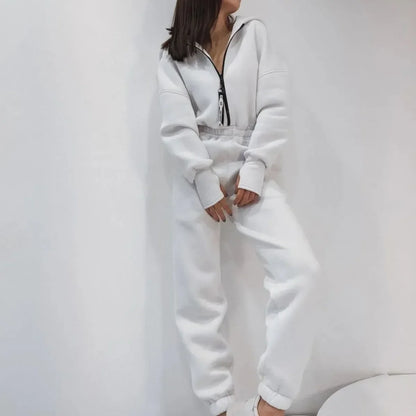Fleece Sport Jumpsuit Women Playsuit Sportswear Female Long Sleeve Zipper Hoodies Jumpsuits Zipper Up Autumn Winter Overalls