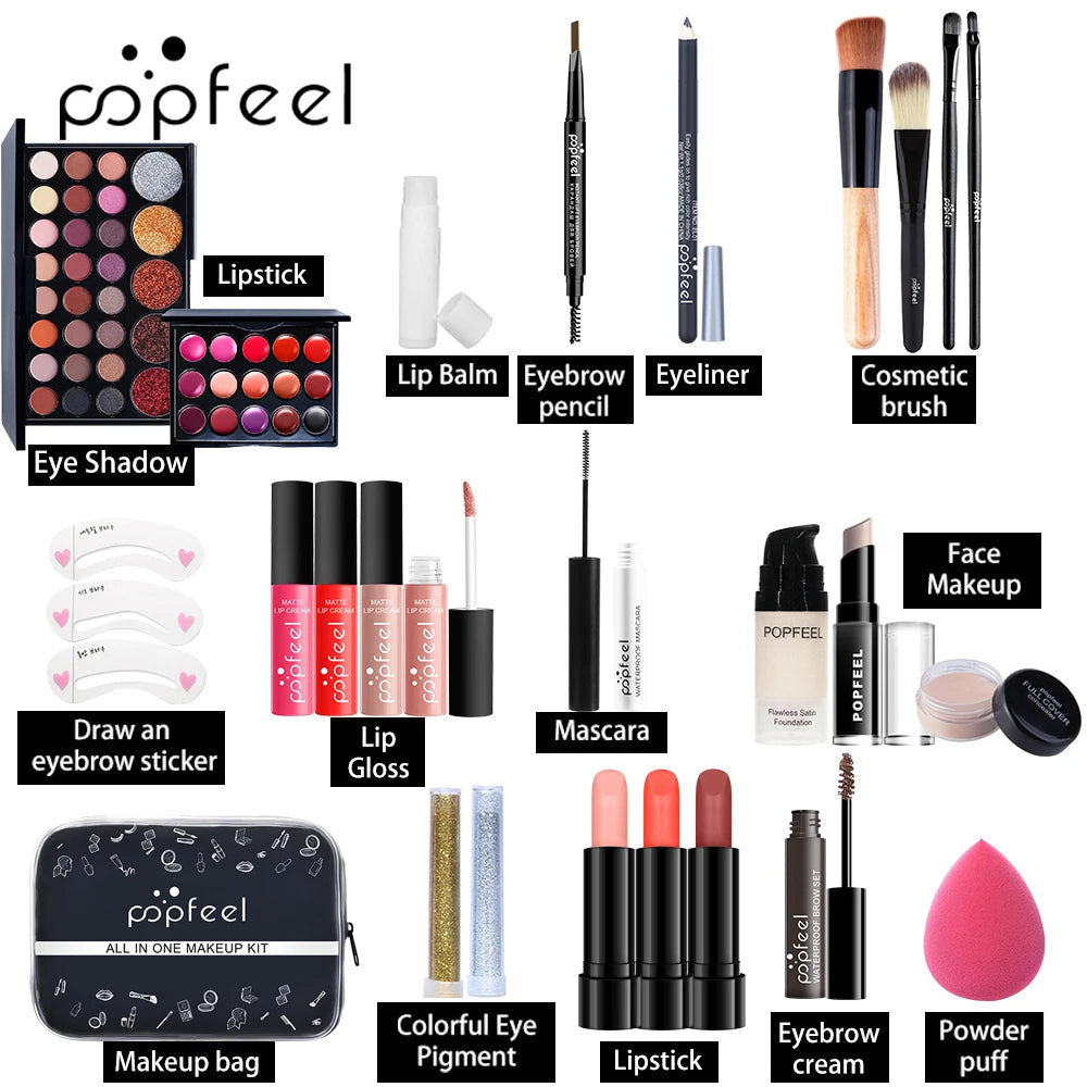 POPFEEL Complete Holiday Makeup Gift Set – Perfect Surprise for Friends and Family, Easy to Use for a Stunning Transformation.