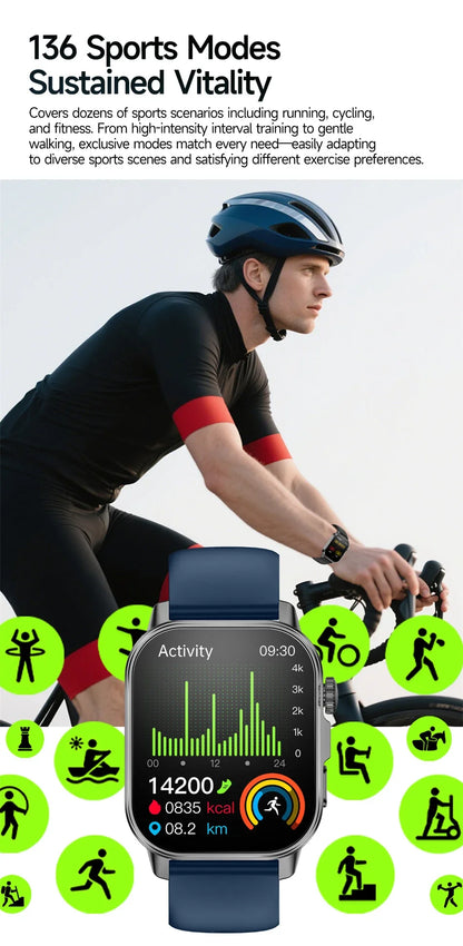 2026 New Professional-Grade Health Smart Watch Men ECG BP HR Uric Acid Lipid BMI Body Analysis Bluetooth Call Smartwatch Women