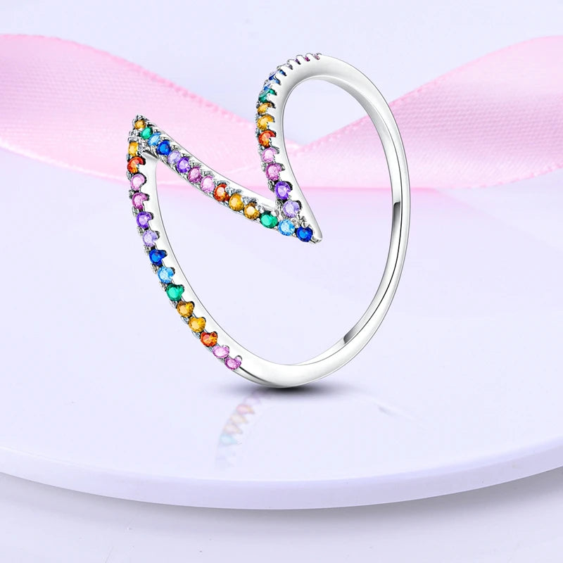 LAZA 925 Sterling Silver Colorful Rings Sparking Zirconium Bowknot Moon Sun Original Ring For Women Anniversary Wedding Gifts