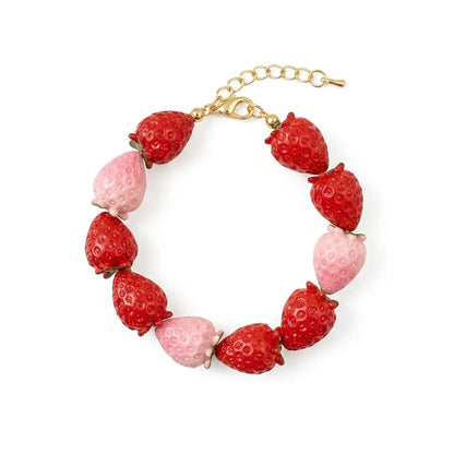 Dopamine 3D Fruit Beaded Necklace Bohemian Retro Pomegranate Strawberry Tomato Choker Exaggerated Bracelet Bikini Jewelry Gift