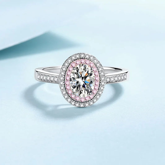 Sweet Girl Oval Ring 1ct Women Moissanite PT950 Platinum - Slimming Oval Cut, Sweet Lovely Charm