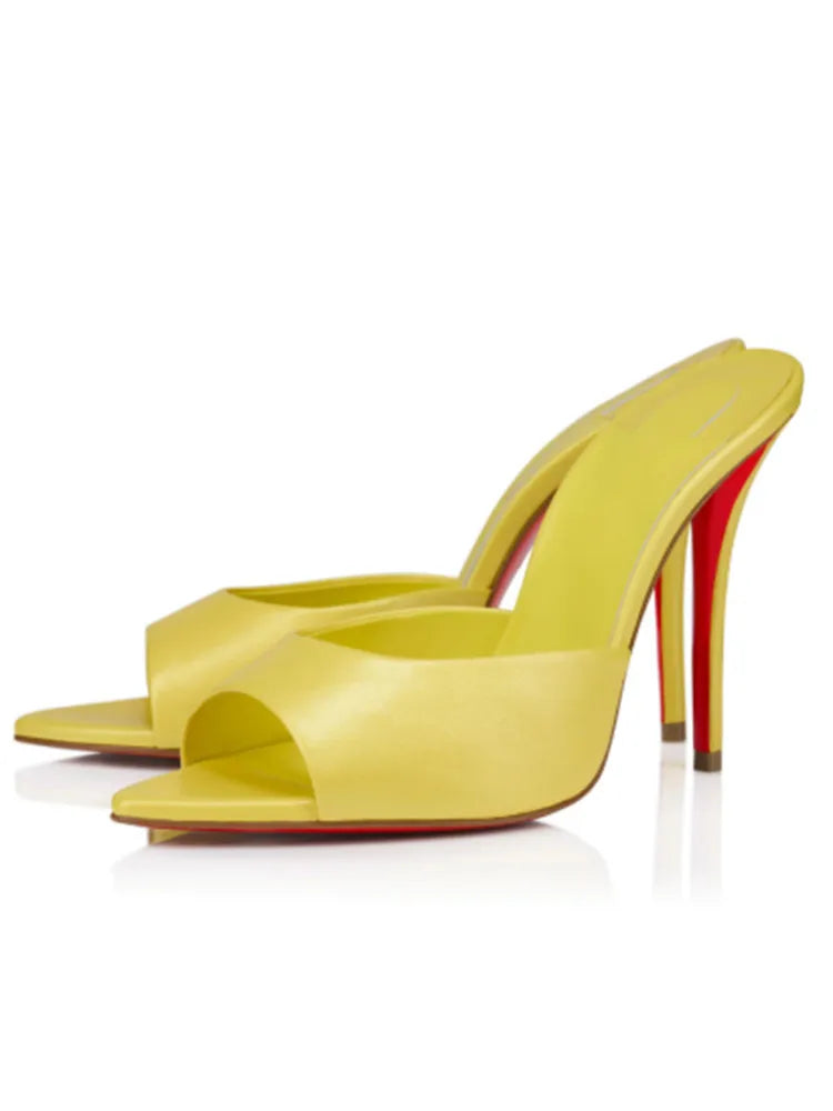 Summer New Women's Pointed Open Toothed Slim Fit High-heeled Slippers, Outdoor Sexy Sandals, Fashionable High-heeled Slippers
