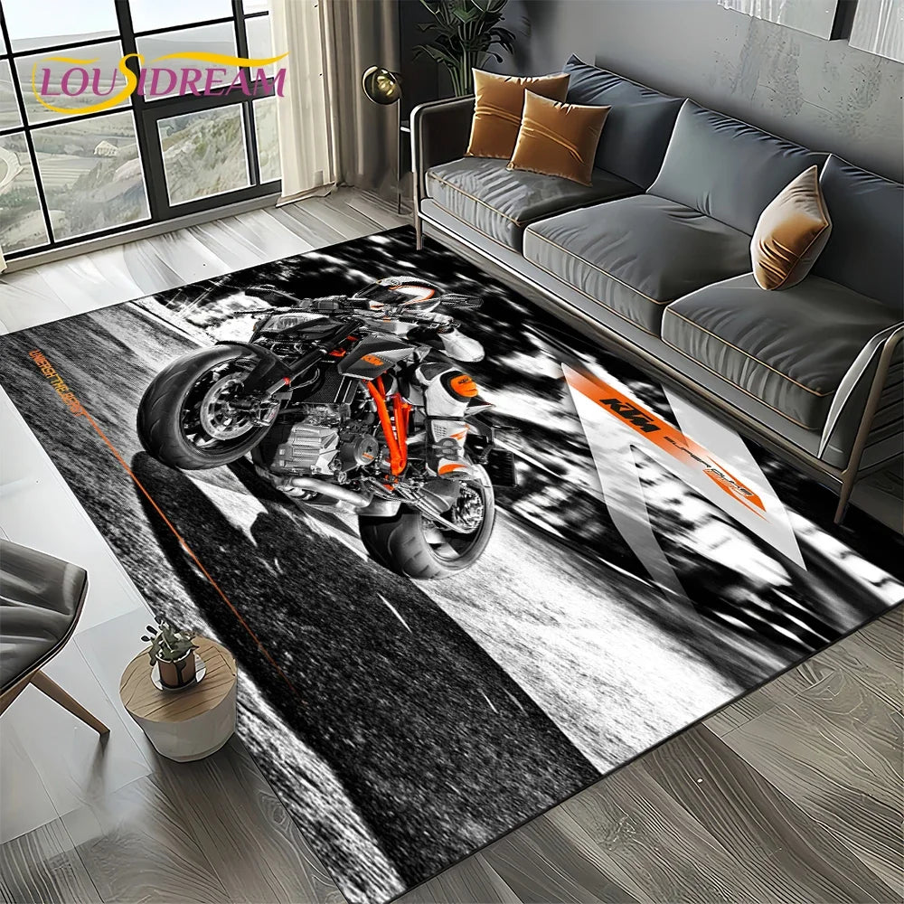 Racing Car K-KTM Motorcycle Carpet Rug for Living Room Bedroom Home Sofa Decoration,Kids Play Area Rug Non-slip Floor Mat Gift