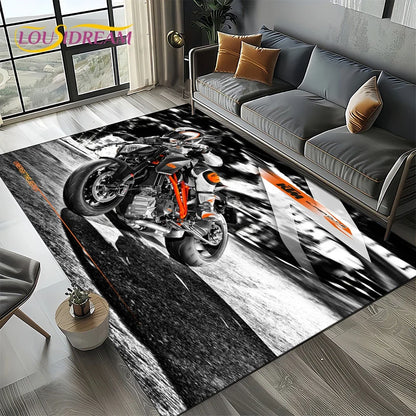Racing Car K-KTM Motorcycle Carpet Rug for Living Room Bedroom Home Sofa Decoration,Kids Play Area Rug Non-slip Floor Mat Gift