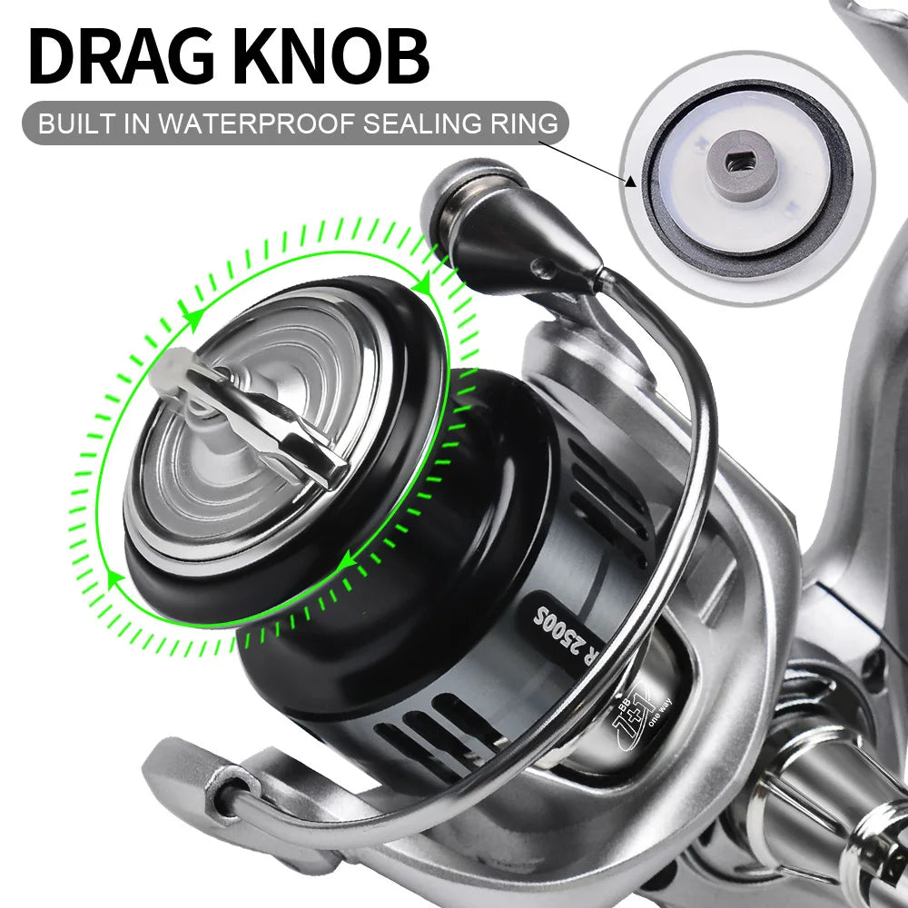 Spinning Fishing Reel 7+1BB Stainless Steel Bearings 5.2:1 6KG Max Drag Left Right Handle Saltwater Freshwater Lure Reel Tackle