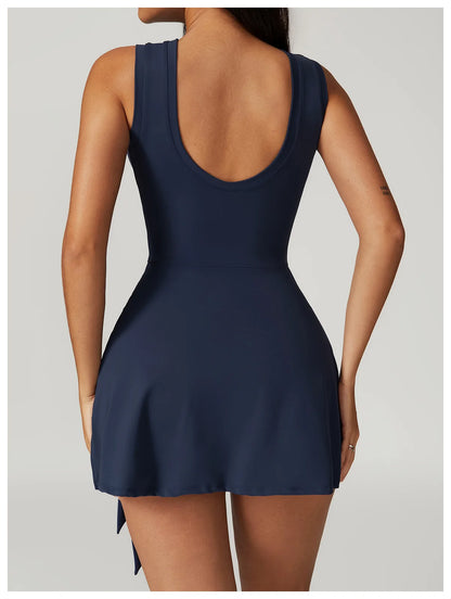 Romper Backless Set Long Sleeved Gym Sports Fitness Bodysuit Siamese Sportswear Women Clothes Jumpsuit Skirt Playsuit Yoga Suit