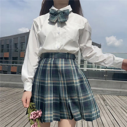 Full Set School Clothes Japanese Style Uniform Long Sleeve Jk Seifuku for Girl High Waist Pleated Skirt Anime Cosplay Schoolgirl