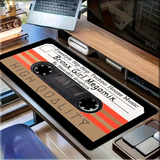 Vintage Cassette Tape Hip Hop Music Large Mouse Pad Non-Slip Rubber  Extended Gaming Mouse Mat Retro Music Decor Desk Mousepad