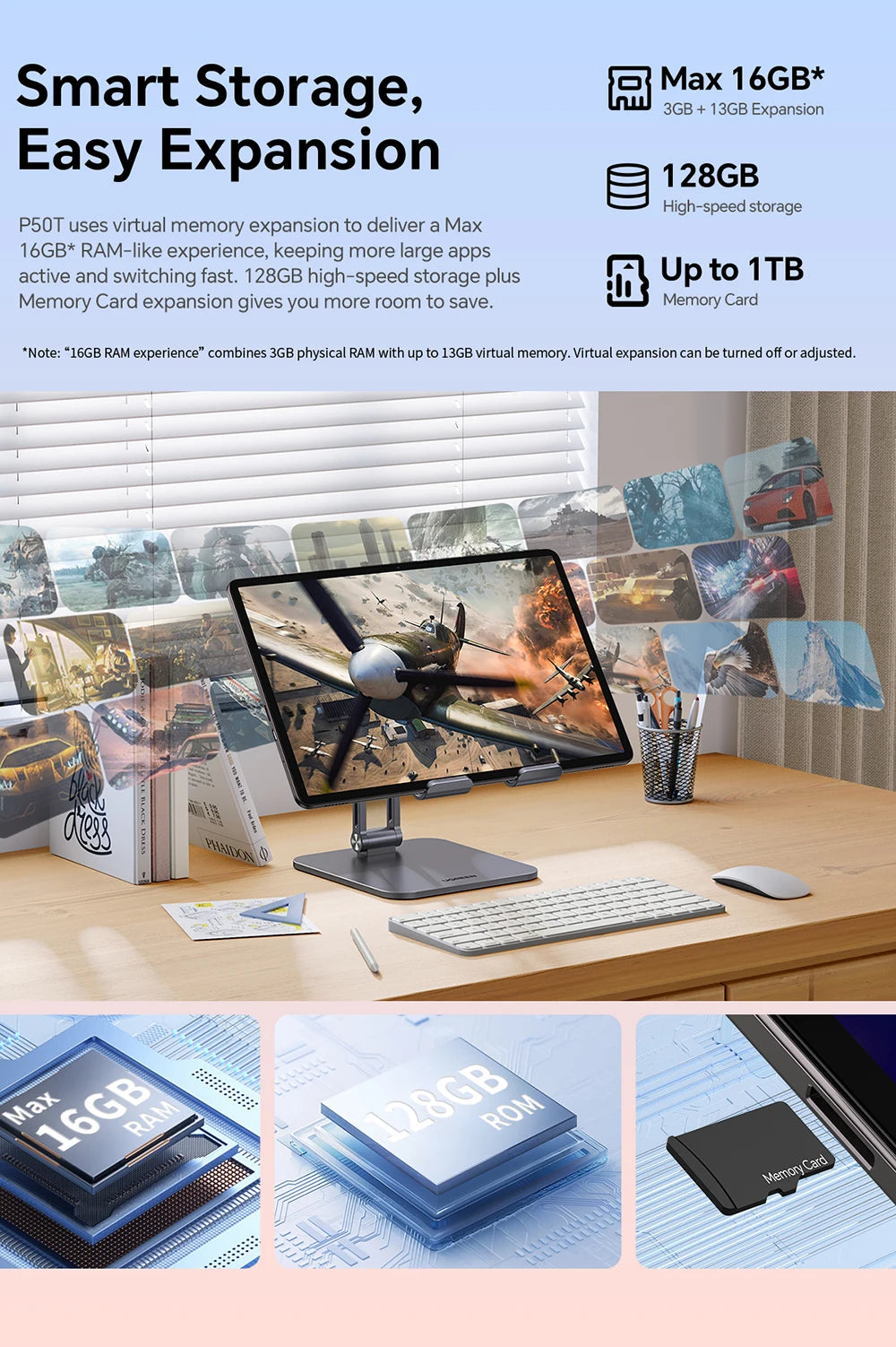 Teclast P50T Android 16 Tablets 90Hz 11" Display 8 Core UNISOC T7250 Max.16GB RAM(3GB+13GB Virtual) 128GB ROM 8000mAh GPS Tabs