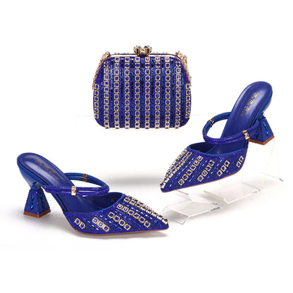 doershow African Wedding fashion Shoes and Bag Set silver Italian Shoes with Matching Bags Nigerian Women party! SVV1-1