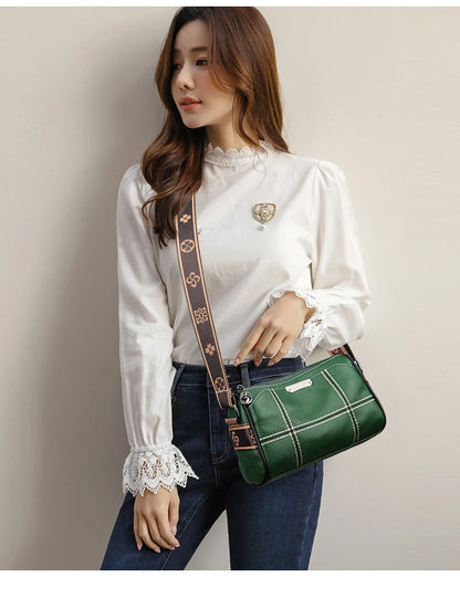 Women Genuine Leather Handbags Luxury Designer 3 Layers Cow Leather Shoulder Crossbody Bags Ladies Large Capacity Messenger Bag