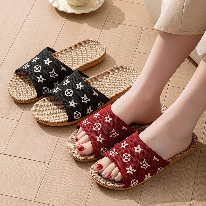 Hemp Women's Slippers Home Spring Summer Luxury Designer Woman Shoes Flats Indoor Elegant Slides Fashion Soft Sole Lightweight