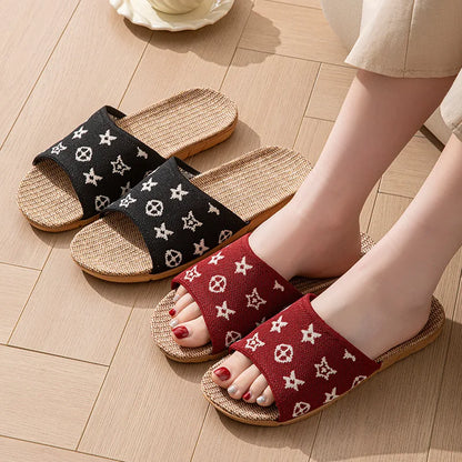Hemp Women's Slippers Home Spring Summer Luxury Designer Woman Shoes Flats Indoor Elegant Slides Fashion Soft Sole Lightweight