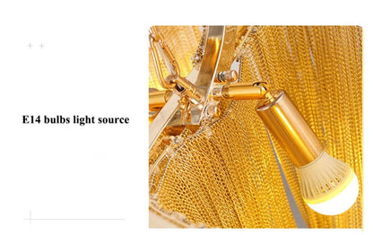 Italian Luxury Gold Tassel Chandeliers Designer Lighting Living Dining Room Decor Aluminum LED Pendant Lamp Villa Hanging Lights