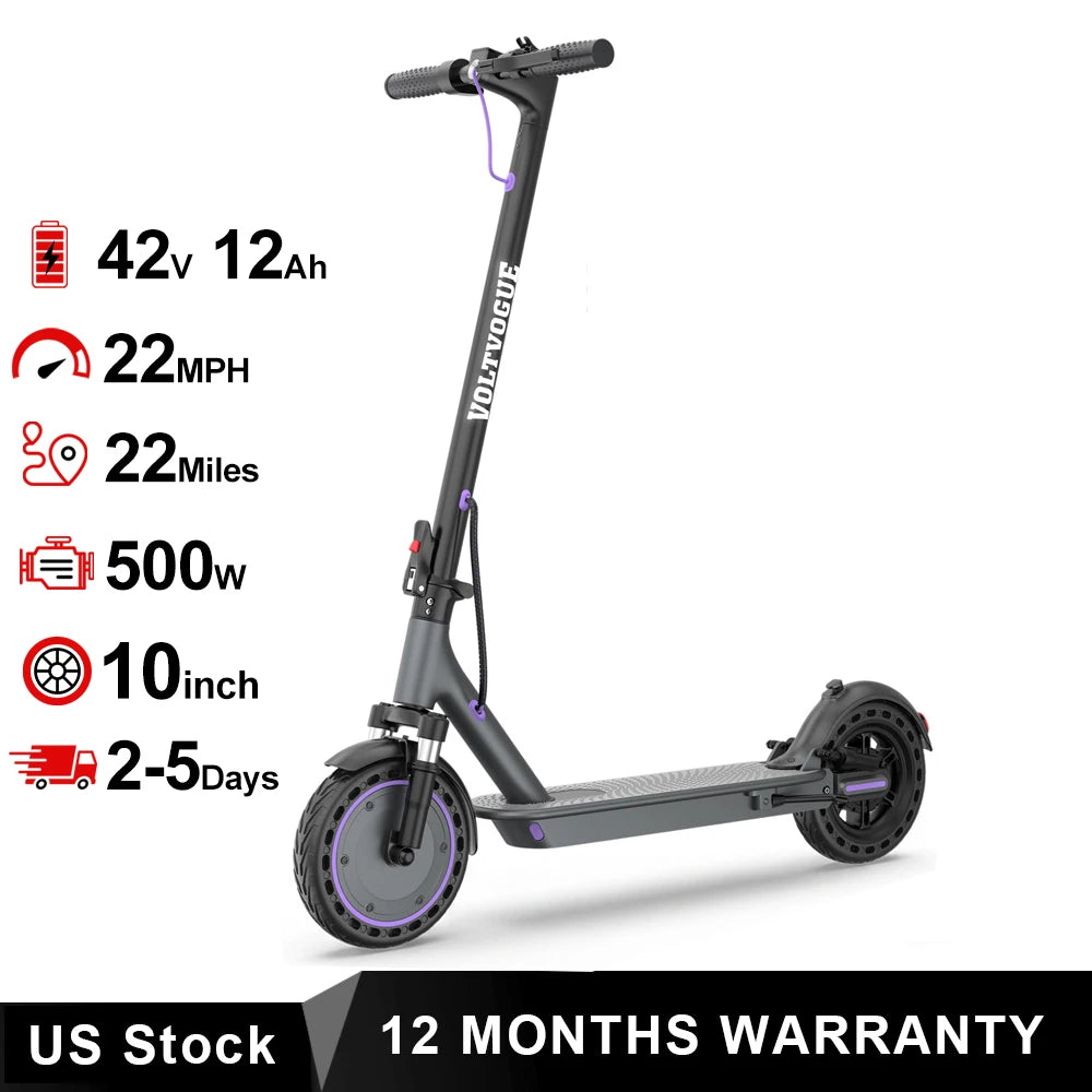 2026 NEW 10‘’ Electric Scooter for Adults 500W Powerful Motor 22 Miles Long Range Dual Braking System 22Mph Max Speed Foldable E Scooter with Solid Tires APP Control