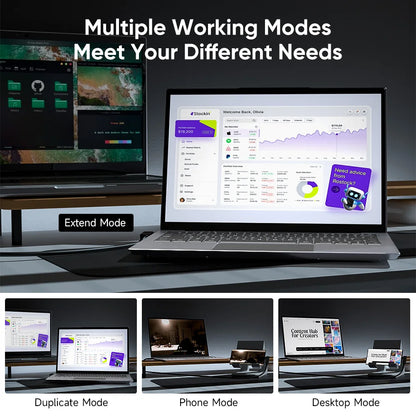 Dopesplay 14.1 inch Portable Lapdock Monitors with Keyboard HDR 1200P IPS External Screen Extender For Samsung Steam Deck Laptop