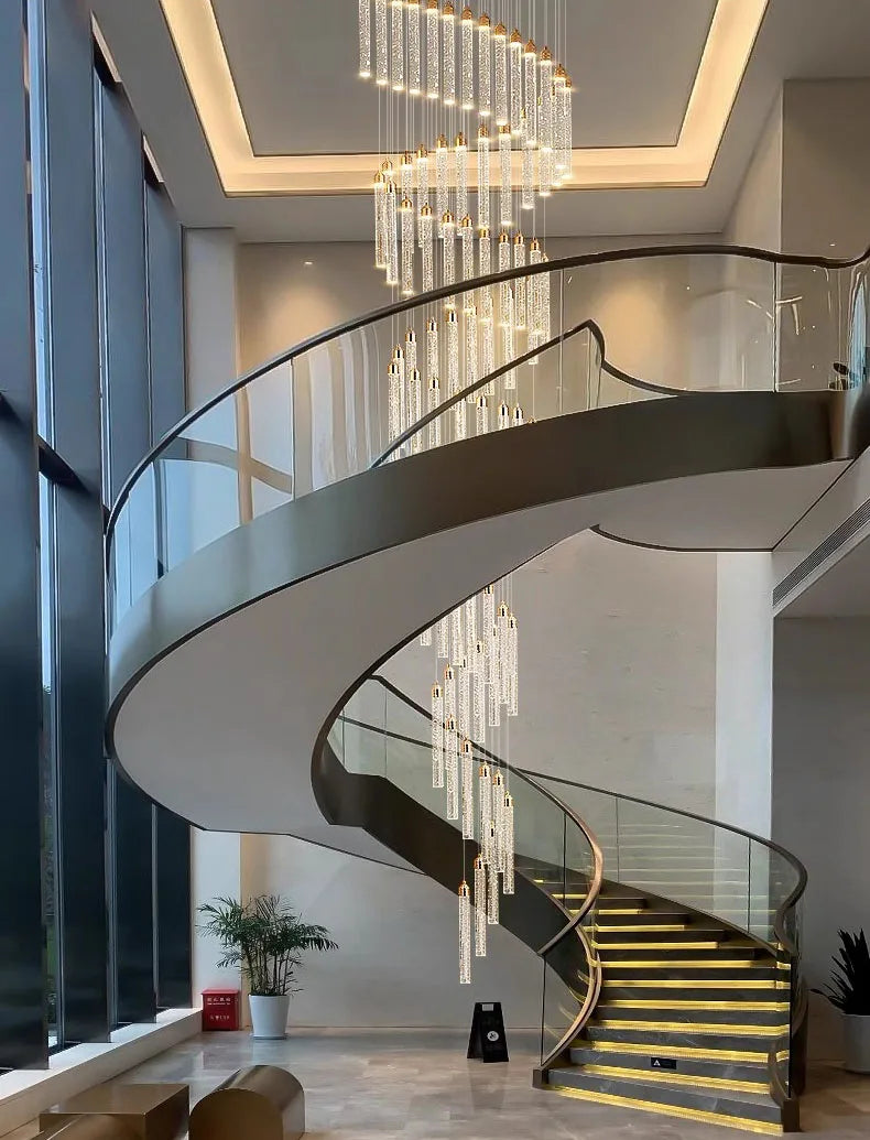 Modern Ceiling Chandelier Luxury Staircase Crystal Chandeliers Duplex Attic Villa Living Room Pendant Lights Home Decor Lighting