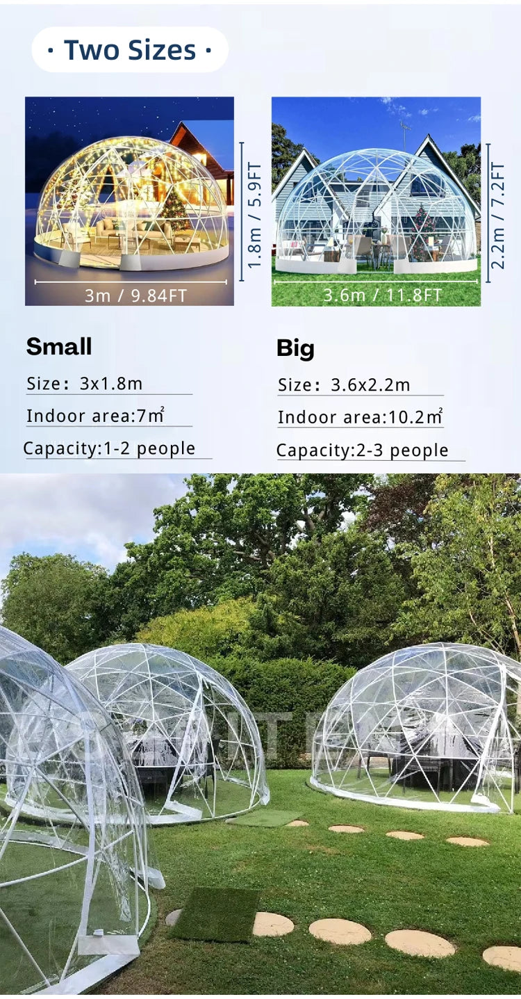 Geodesic Dome Tent Transparent Bubble Camping Tent Luxury Outdoor Resort Garden Customized