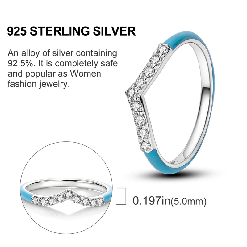 Original 925 Sterling Silver Ring Colorful Diamonds Cubic Zircon Finger Ring For Women Jewelry Wedding Engagement Birthday Gift