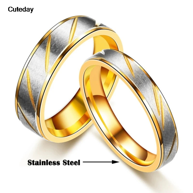 Unique Wave Pattern Couple Rings For Men Women High Quality Stainless Steel Ring Engagement Wedding Rings Jewelry Drop Shipping