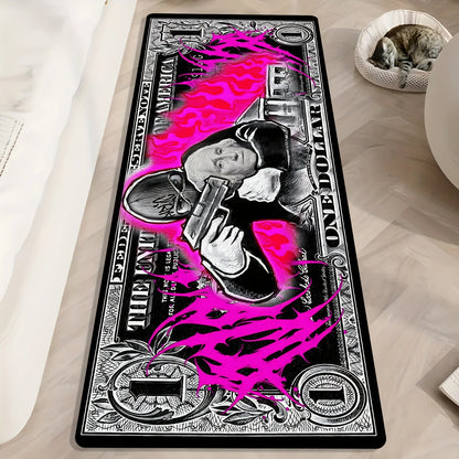 Dollar Bill Motif Area Rug,Thick Non-Slip & Washable,Soft Touch Floor Mat for Living Room,Bedroom,Kitchen,Hallway & Office Decor