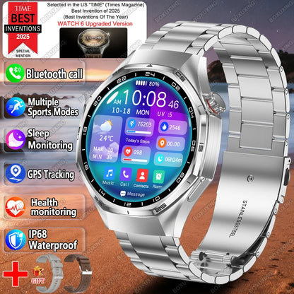 2026 New Global Version Watch 6 Pro GPS Smart Watch Men AMOLED Screen Sports Fitness Track Bluetooth Call Waterproof Smartwatch