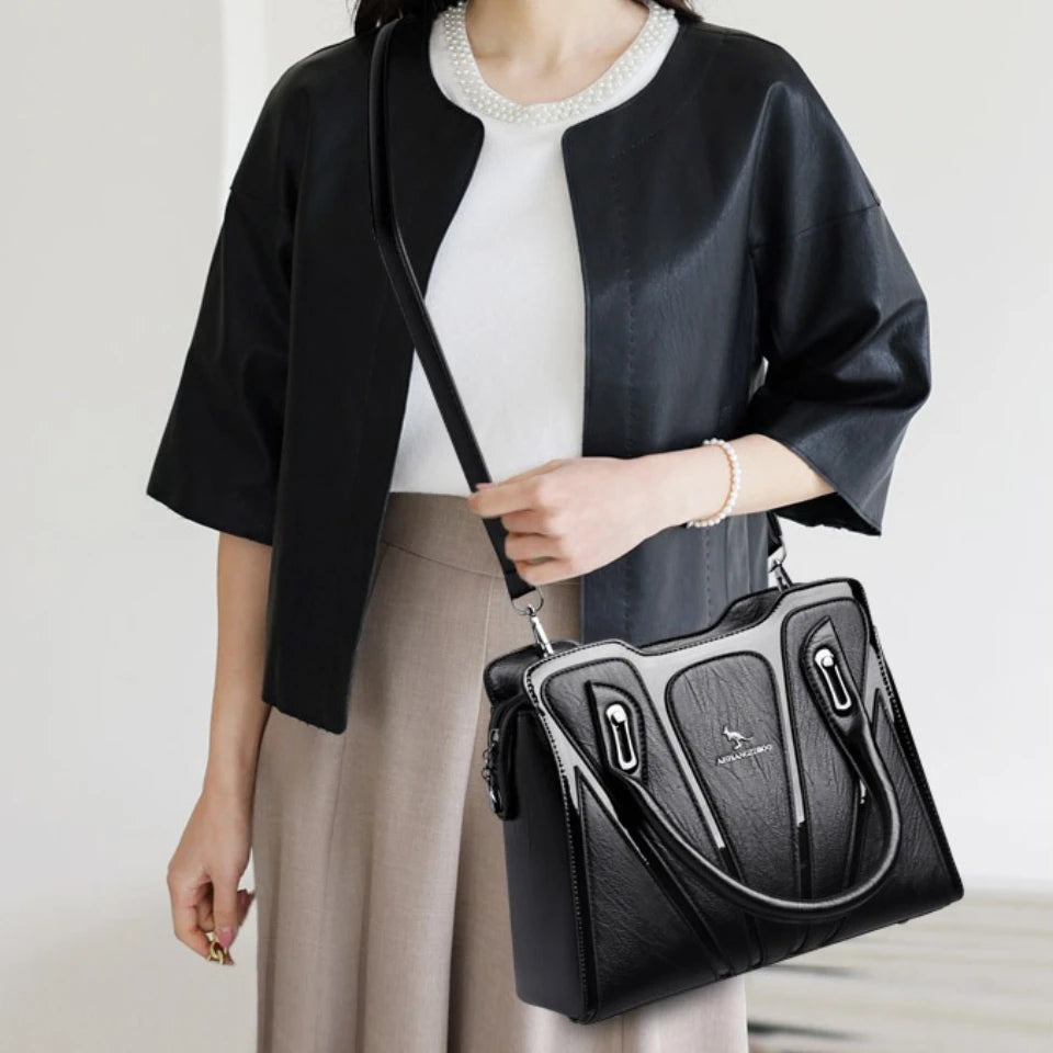 3 Layers Large Capacity Designer Women Top-Handle Bags Shoulder Crossbody Bags for Women Luxury Patent Leather Casual Tote Bag
