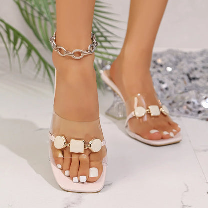 Trend Summer Women Sandals Elegant Transparent Heel Clear Shoes Women Outdoor Luxury Slippers Open Toe High Heels Sandals Women