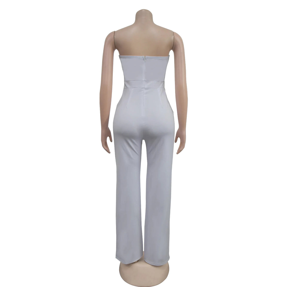 HBLL Women's Elegant Button Strapless Sleeveless Irregular Jumpsuits One Piece Metal Button Decor Overalls Outfit Night Clubwear