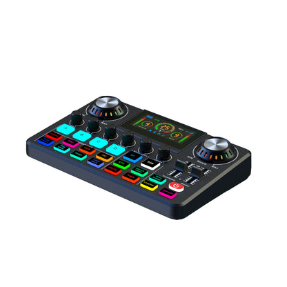 F-668 Audio Mixer Live Sound Card – Folding Digital Sound Board with Voice Changer & RGB, for Streaming Gaming Recording