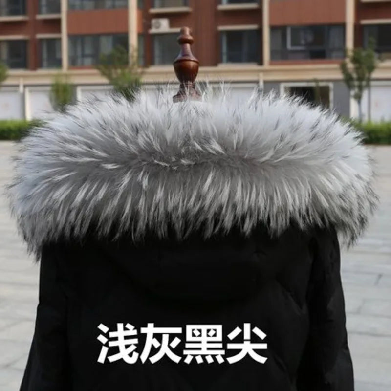 2025 Winter Raccoon Fur Collar Women Men Luxury Natural Fur Hood Trim Decors For Coat Jacket  Genuine Real Fur Shawls Scarves
