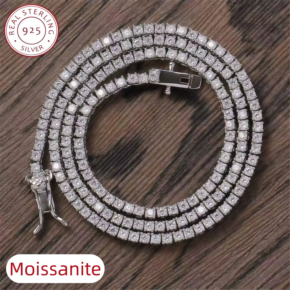 D VVS1 Full Moissanite Tennis Necklace 925 Sterling Silver 2-6mm with GRA Necklaces for Women Man Wedding Jewelry Fashion Gift