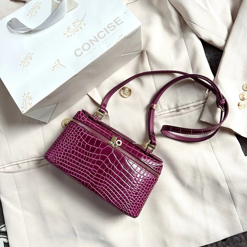 Shoulder Bag Handbag women Luxury Women's Crocodile Embossed Mobile Phone Handbag Brand New LP19 Genuine Leather Mini Small size