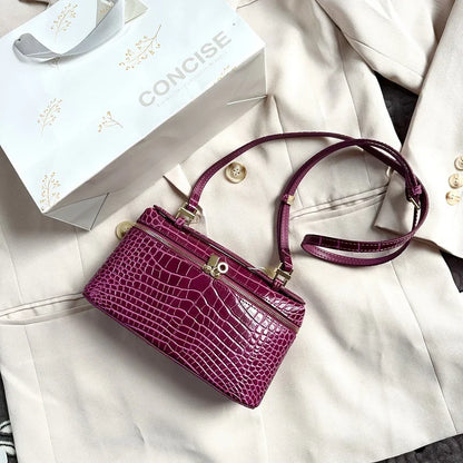 Shoulder Bag Handbag women Luxury Women's Crocodile Embossed Mobile Phone Handbag Brand New LP19 Genuine Leather Mini Small size
