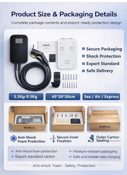 32A 3 Phase OCPP 1.6J Wallbox 22kW EV Wall Charger EV Charging Station with RFID Card