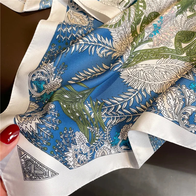 Brand Twill Silk Scarf Women Luxury Shawl Wrap 90cm Square Headband Print Neck Tie Female Hijab Satin Echarpe 2025 Bandana