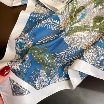 Brand Twill Silk Scarf Women Luxury Shawl Wrap 90cm Square Headband Print Neck Tie Female Hijab Satin Echarpe 2025 Bandana