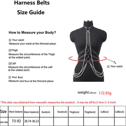 Women Sexy Body Chest Chain Jewelry  Waist Belt Belly Chains Festival Fashion Jewelry for Women Gothic Accessories