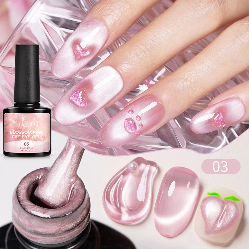 AWStorG 7.5ml Starlit Chameleon Cat Magnetic Gel Nail Polish Double Colors Semi Permanent UV Gel Varnish Need Black Base
