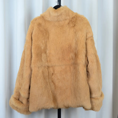 Real rabbit coat women genuine rabbit coat women natural fur coat women luxury sexy warmth ladies winter fashion lapel coat